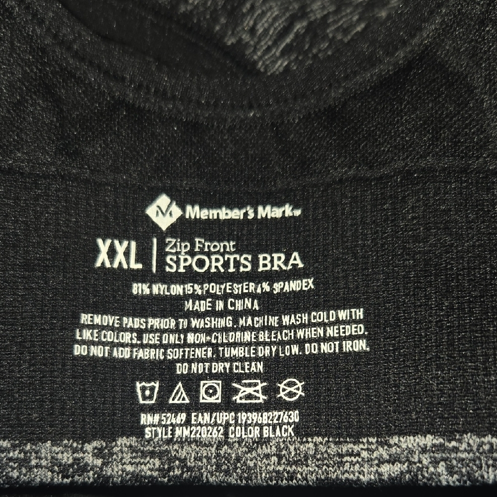 Zipper Front Black and White Sports Bras - Picture 2 of 7